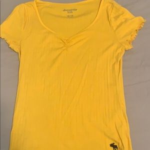 Yellow Abercromie Kids Ribbed Lettuce edge top